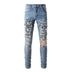 High Street Worn Out Wash Paint Splashing Perforated Jeans - Minihomy