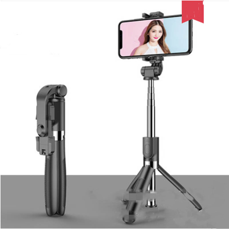 Compatible with Apple, Tripod Selfie Stick Mobile Universal Live Triangle Bracket One Bluetooth Selfie Artifact - Minihomy