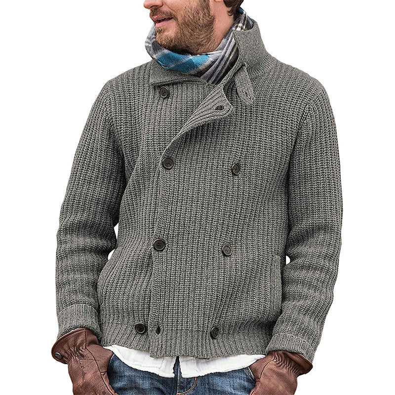 Sweater Men's Solid Color Button Knit Jacket