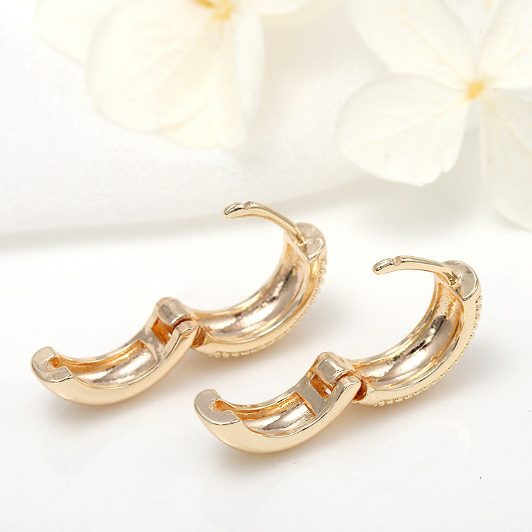 Korean Gold Round Earrings - Semi-Glossy Semi-Lug Ear Buckle