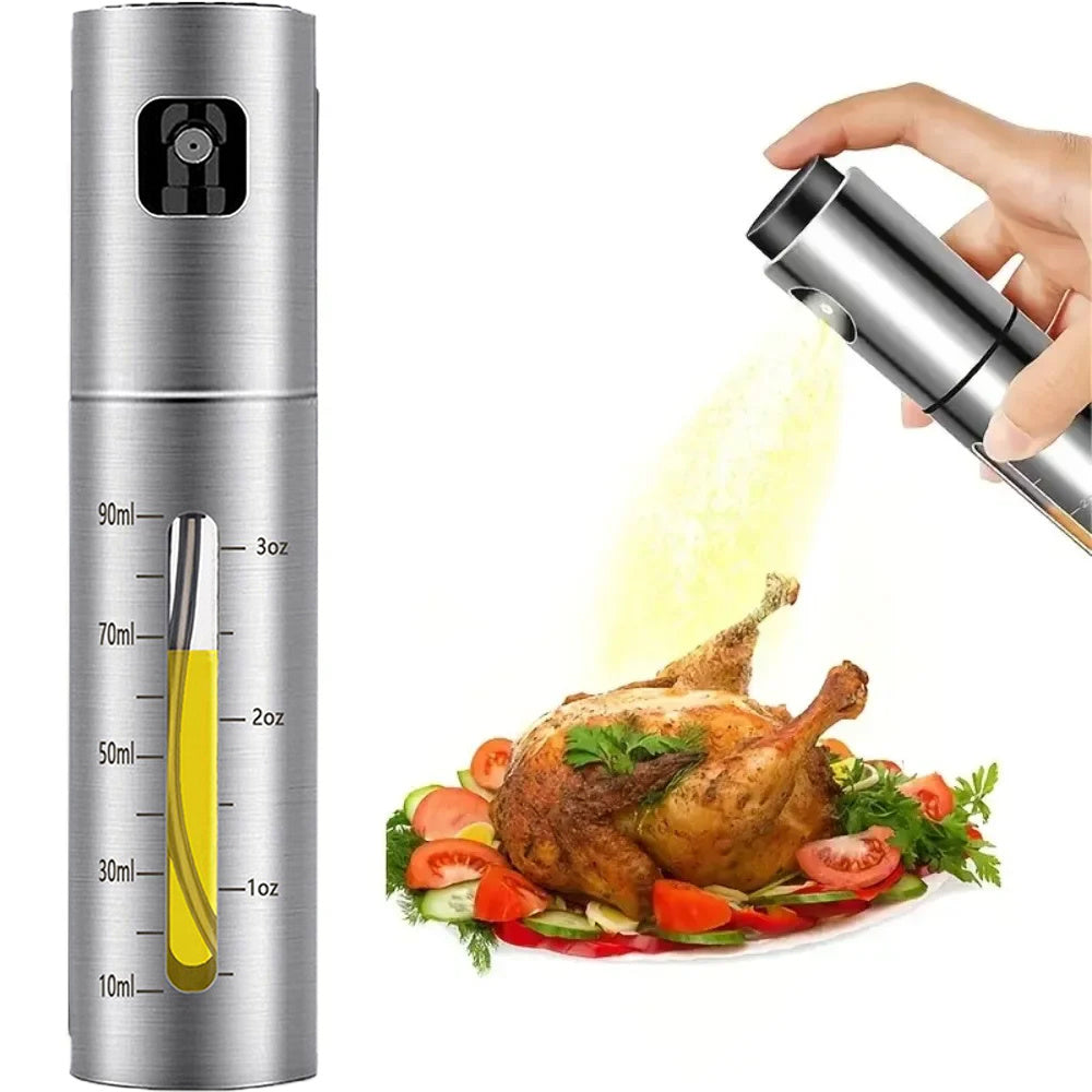 Stainless Steel Oil Spray Bottle - Kitchen Gadgets, BBQ Oil Dispenser, Spice Bottle, Kitchen Supplies