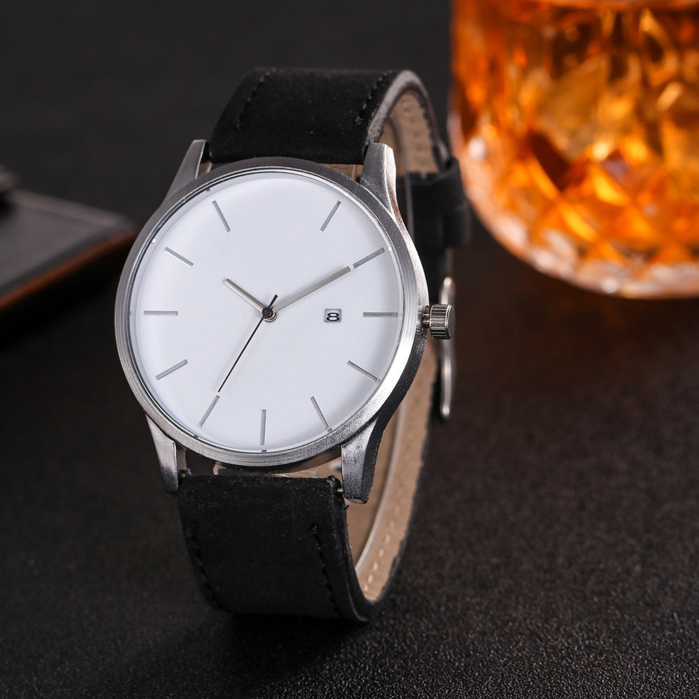 Men watch Fashion Business Large Dial Watch For Men's Matte Belt Simple Quartz Wrist Watch Men clock - Minihomy