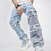 High Street Trousers - Men's Full-Length Patched Straight Fit Hip Hop Jeans - Minihomy