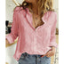 Loose Button Lapel Cardigan Top Long Sleeve Shirt Womens Blouses - Minihomy