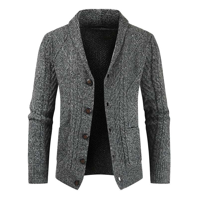 Men's Knitted Cardigan V Neck Loose Thick Sweater Jacket - Minihomy