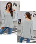 Long Sleeve Sweater With Pocket Solid Color V-neck Pullover Knitwear Women Tops - Minihomy