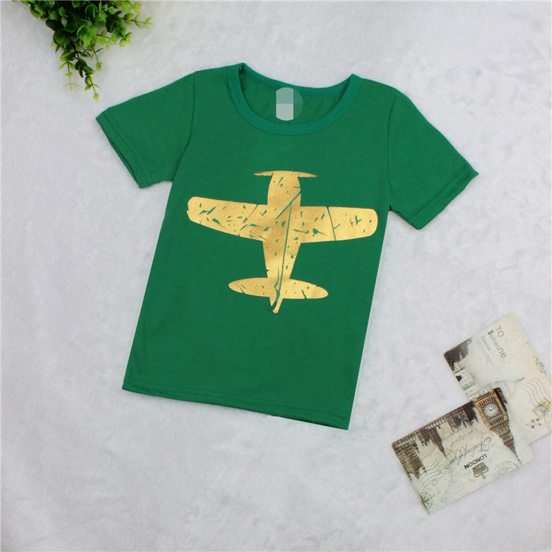 Casual Cotton Print Small Airplane Kids T-shirt - Minihomy