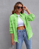 Ripped Shirt Jacket for Women - Perfect for Autumn and Spring