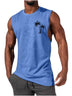 Coconut Tree Embroidery Vest - Summer Beach Tank Tops Workout Muscle Men Sports Fitness T-shirt - Minihomy