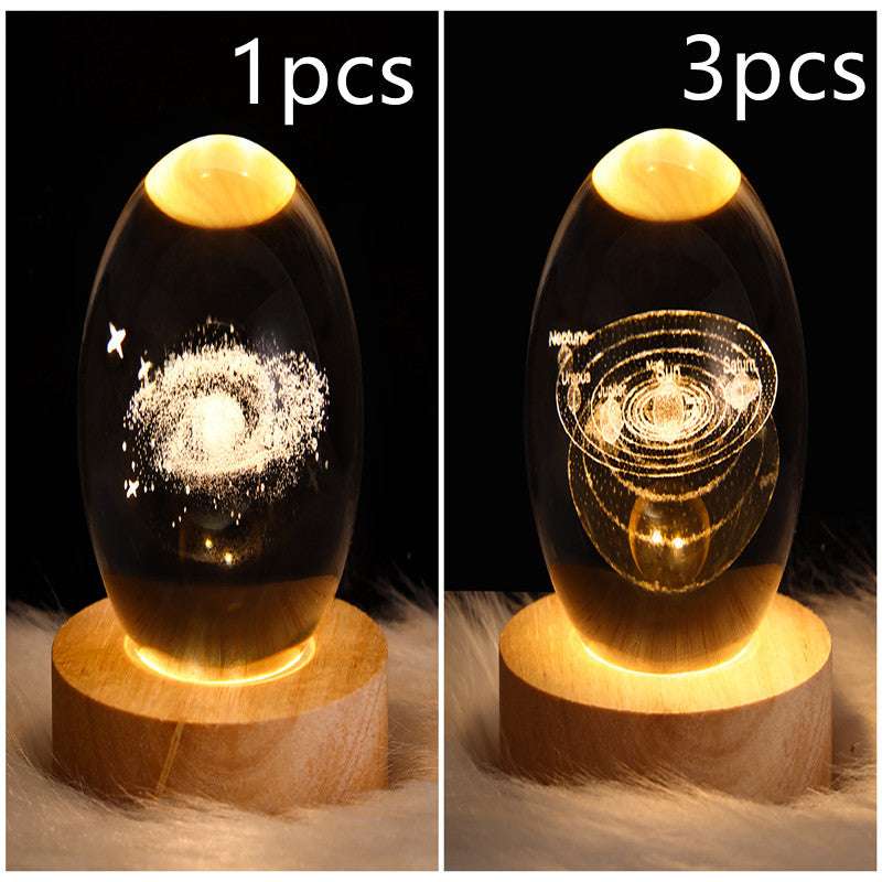 LED Night Light Galaxy Crystal Ball Table Lamp - 3D Planet Moon Lamp for Bedroom Home Decor - Minihomy