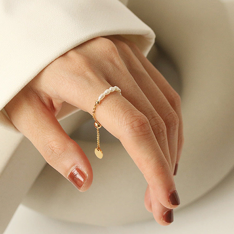 Pearl Rings Stretch Adjustable Soft Chain Women's End Ring - Minihomy