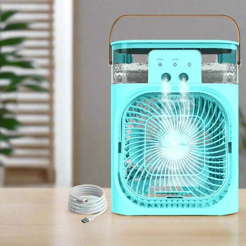 Charging Version 3-In-1 Air Humidifier Cooling Fan with LED Night Light - Minihomy