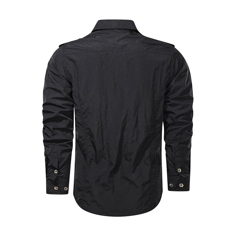 Men Shirt Outwear Military Thin Long Sleeve Shirts Quick-dry Solid Casual Fit Men Shirt - Minihomy