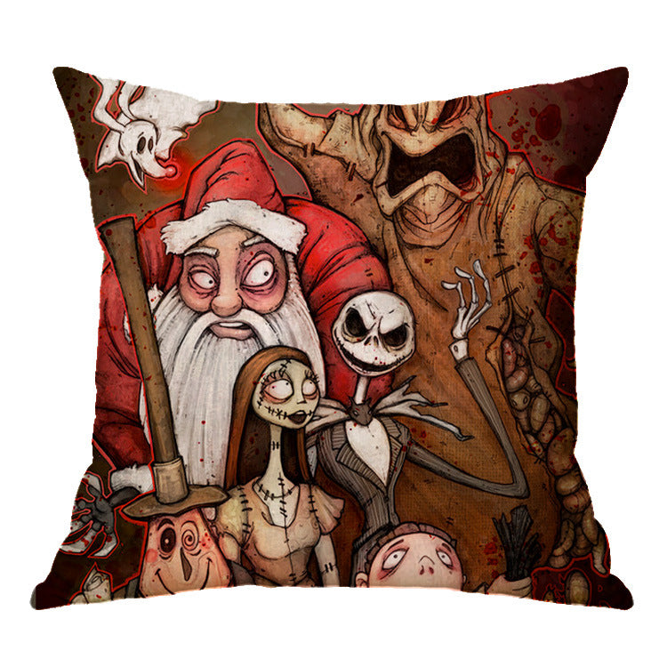 Linen Skull Halloween Pillow Cover - Minihomy