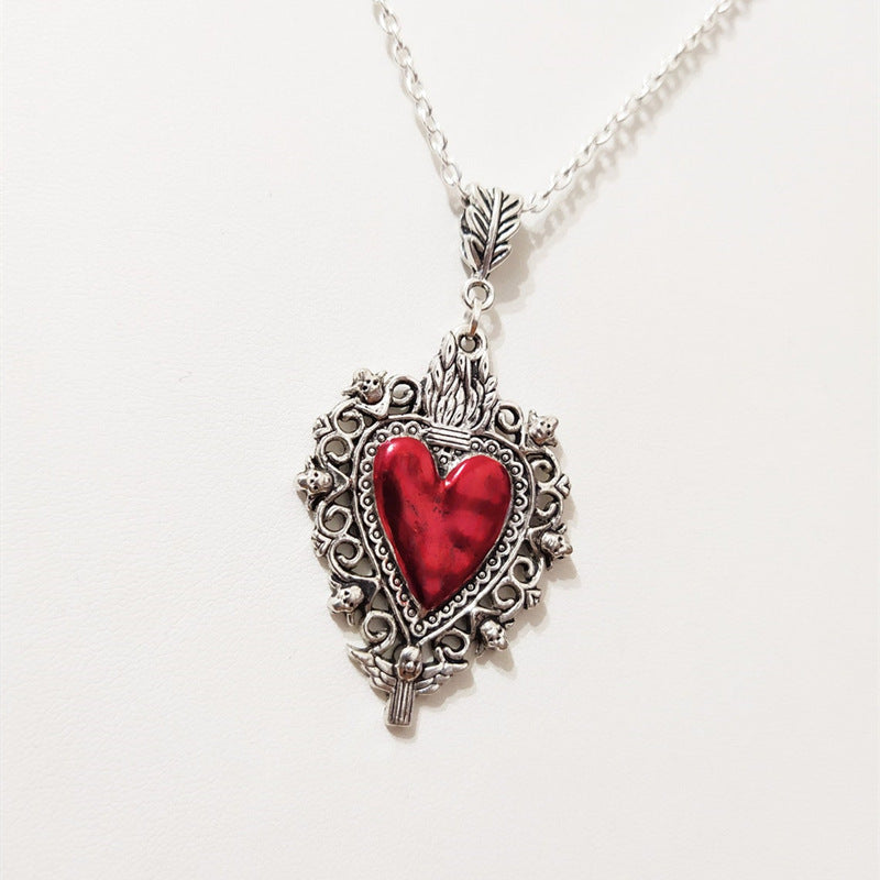 Burning Love Pendant Silver Lace Love Necklace - Minihomy