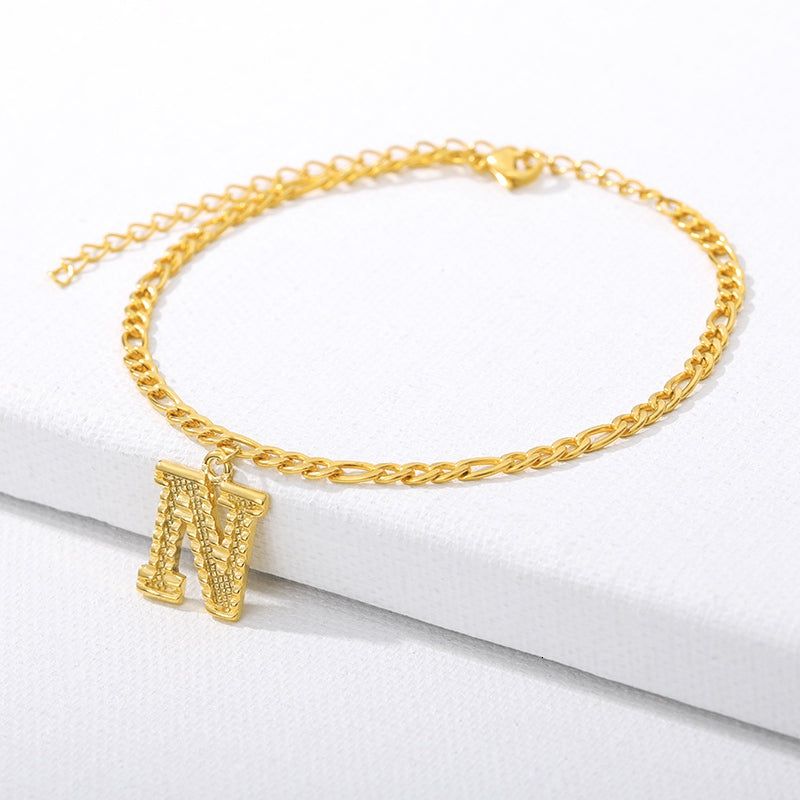 Initial Gold Letter Anklet Alphabet Pendants Jewelry - Minihomy