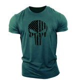 Men's Skull Workout Short Sleeve T-shirt Cotton - Minihomy