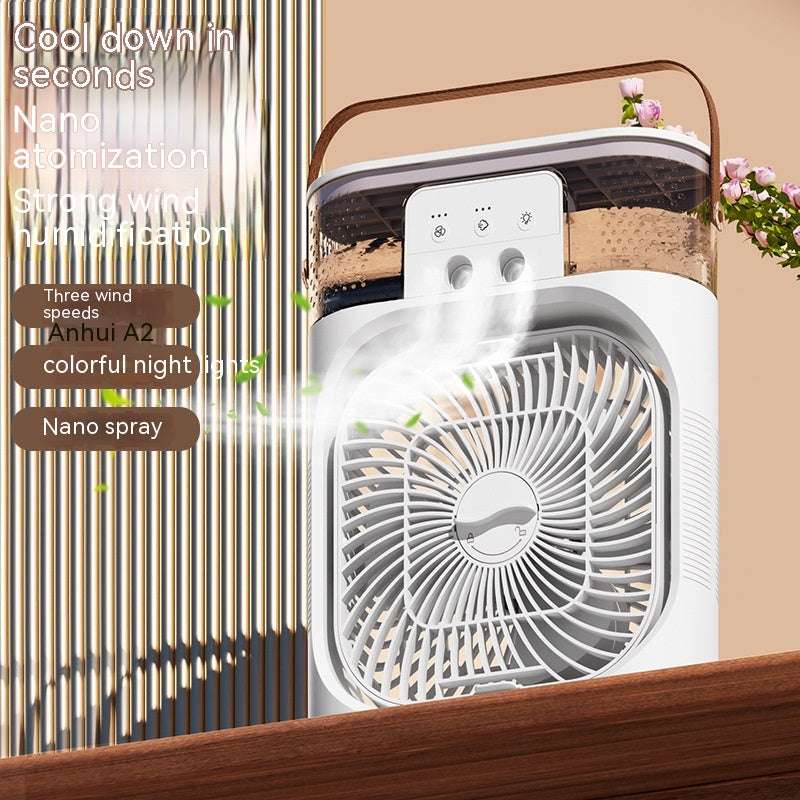 Charging Version 3-In-1 Air Humidifier Cooling Fan with LED Night Light - Minihomy