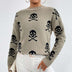 Jacquard Crewneck Pullover Knitted Sweaters For Women Casual Skull Halloween Sweater - Minihomy