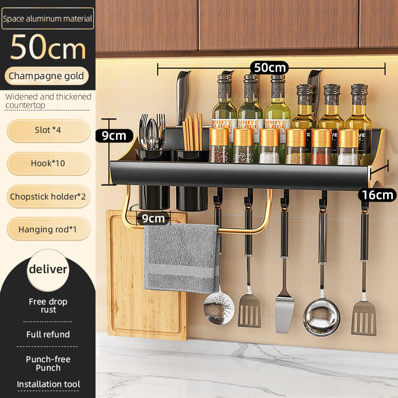 Fashionable Kitchen Shelf Wall-mounted Punch-free Multifunctional - Minihomy