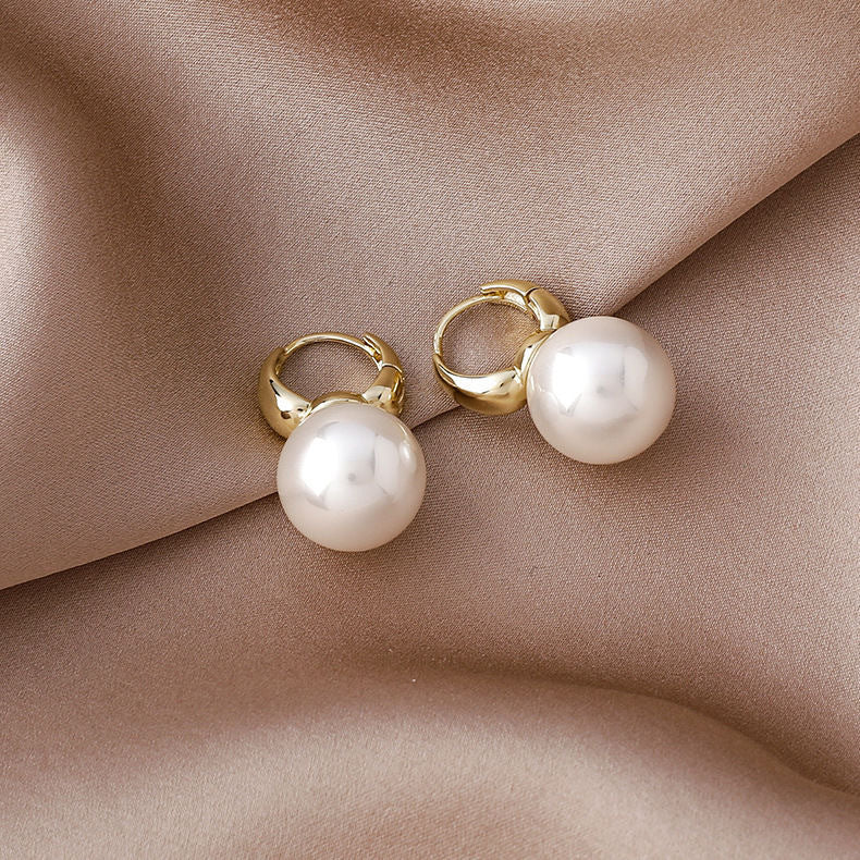 Large Pearl Earrings Simple Double-sided Ear Clip - Minihomy