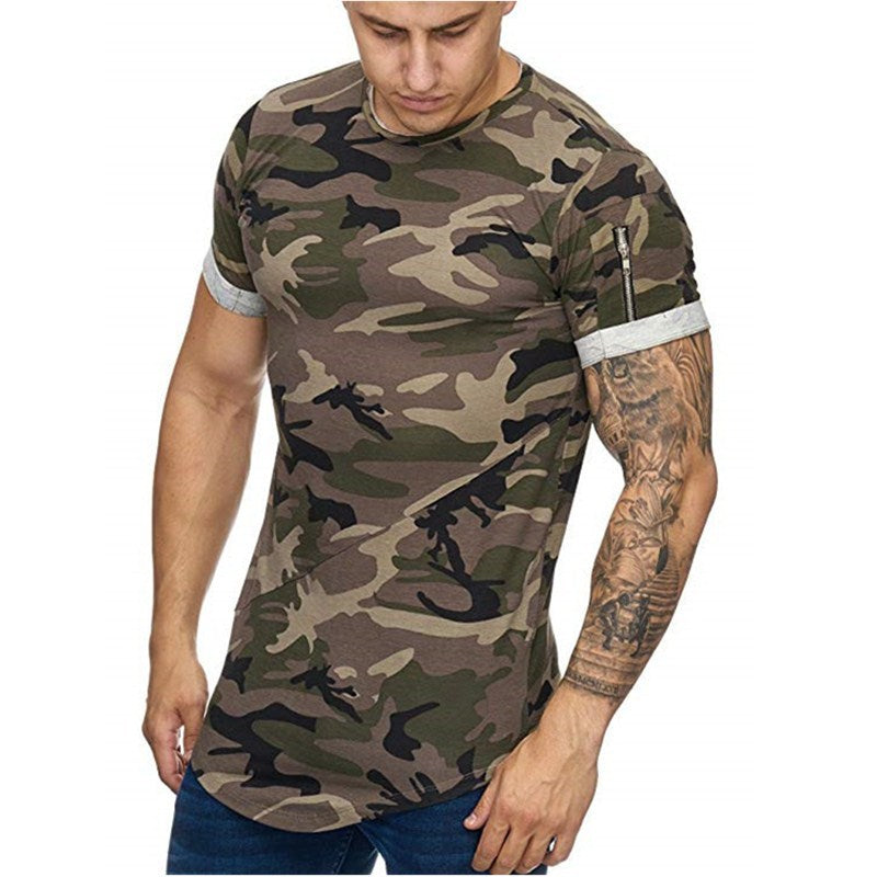 Men's T-shirt Camouflage Gradient Printing Casual Men's Short Sleeve T-shirt - Minihomy