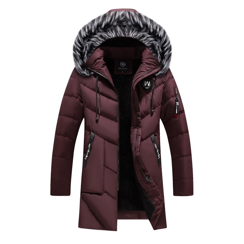 Men's Thick Fleece Winter Jacket Hooded Warm Cotton Parka - Minihomy