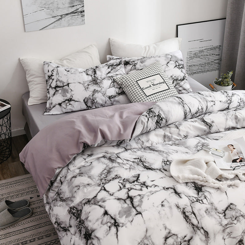 Marble patterned plain duvet cover sheets - Minihomy