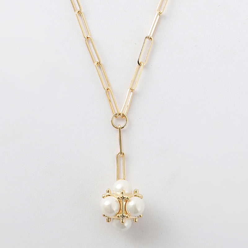 Metal pearl  female trend necklace - Minihomy