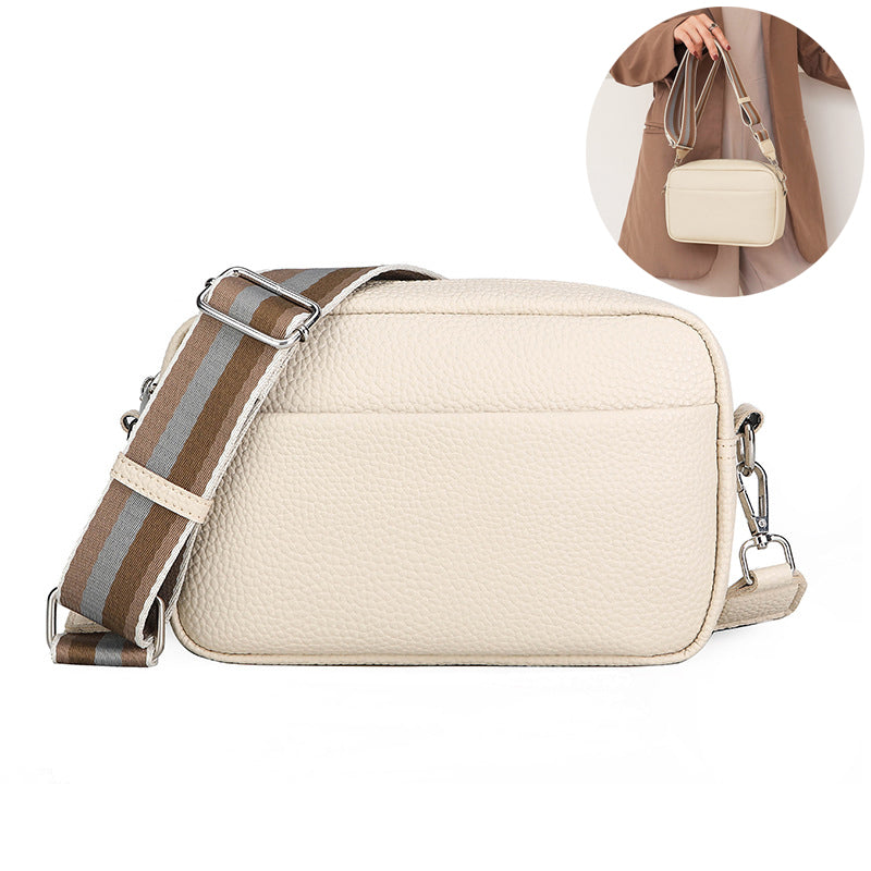 Solid Color Messenger Bag Women's Wide Shoulder Strap Shoulder Small Square Bag