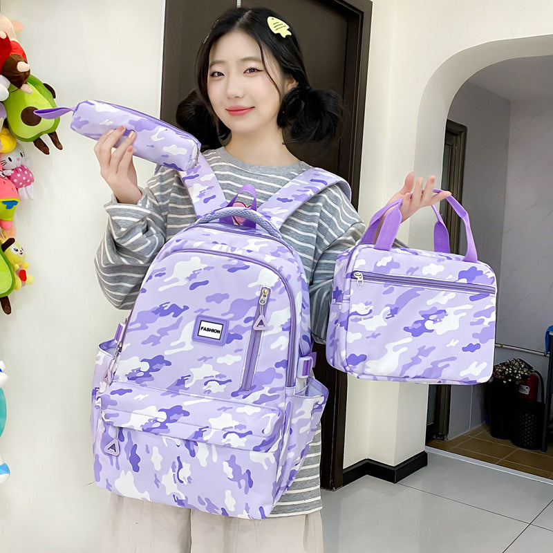 Girls' Large Backpack Set: 3-Piece Double Layer School Bag