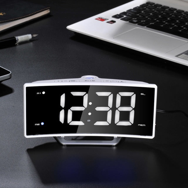 Curved Screen Projection Alarm Clock - Minihomy