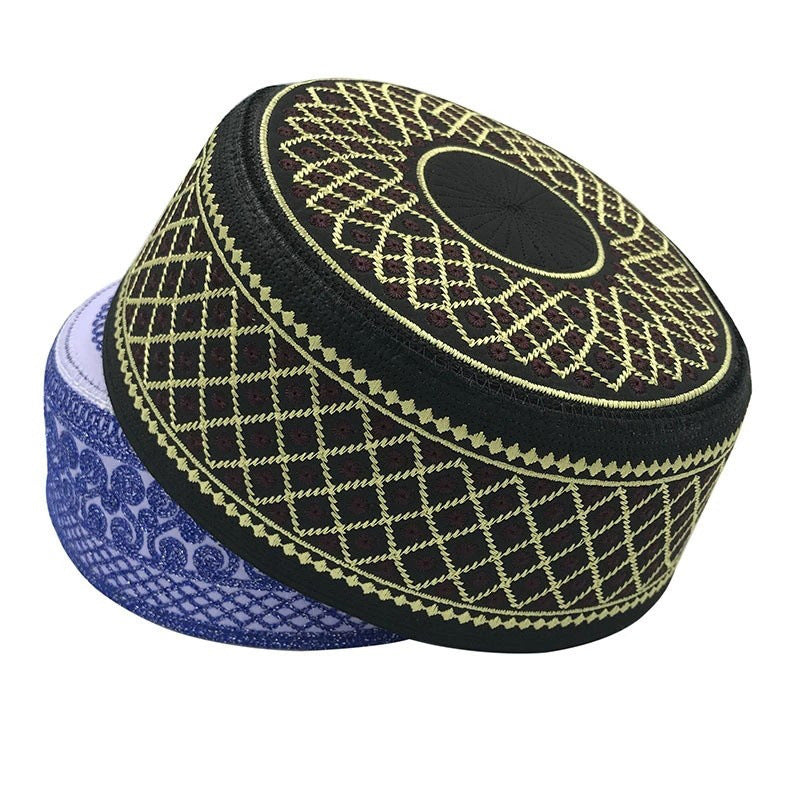 Muslim Hats Cotton Embroidery Men Prayer Arab Clothing Caps - Minihomy