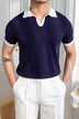 Men's Lazy Printed Japanese Solid Color Short-sleeved Polo Shirt - Minihomy