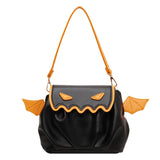 Funny Crossbody Bag Halloween Pumpkin Cartoon Shoulder Bags With Small Wings - Minihomy