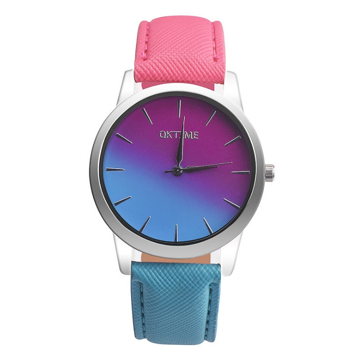 Casual Retro Rainbow Design Watch Women Analog Quartz Wristwatches Clock   Elegant Lady Wristwatch Woman Time - Minihomy