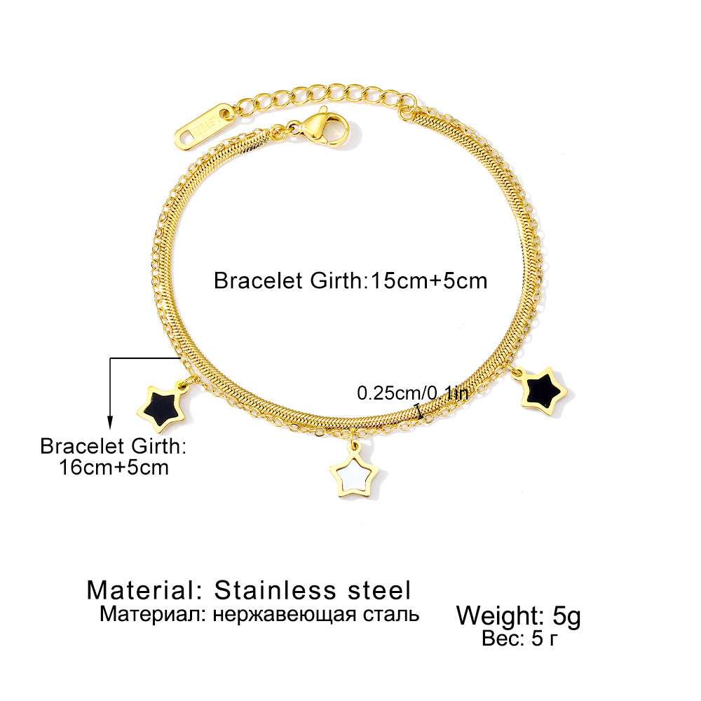 Five-pointed Star Stainless Steel Bracelet: Add a Touch of Sparkle to Your Look! - Minihomy