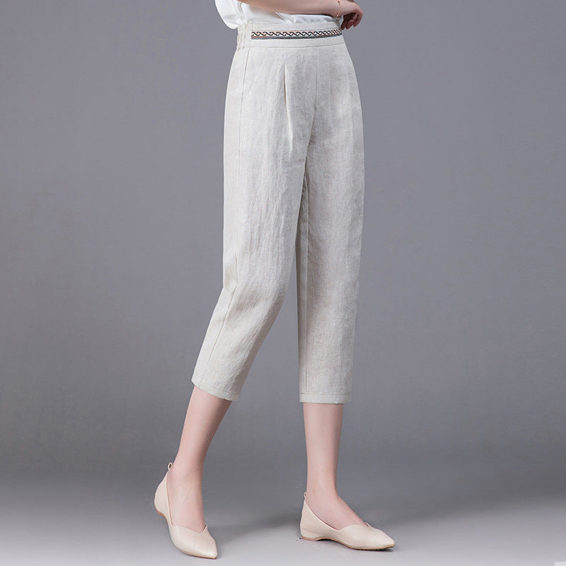 Linen Pants Summer New Loose Harem Pants Women - Minihomy