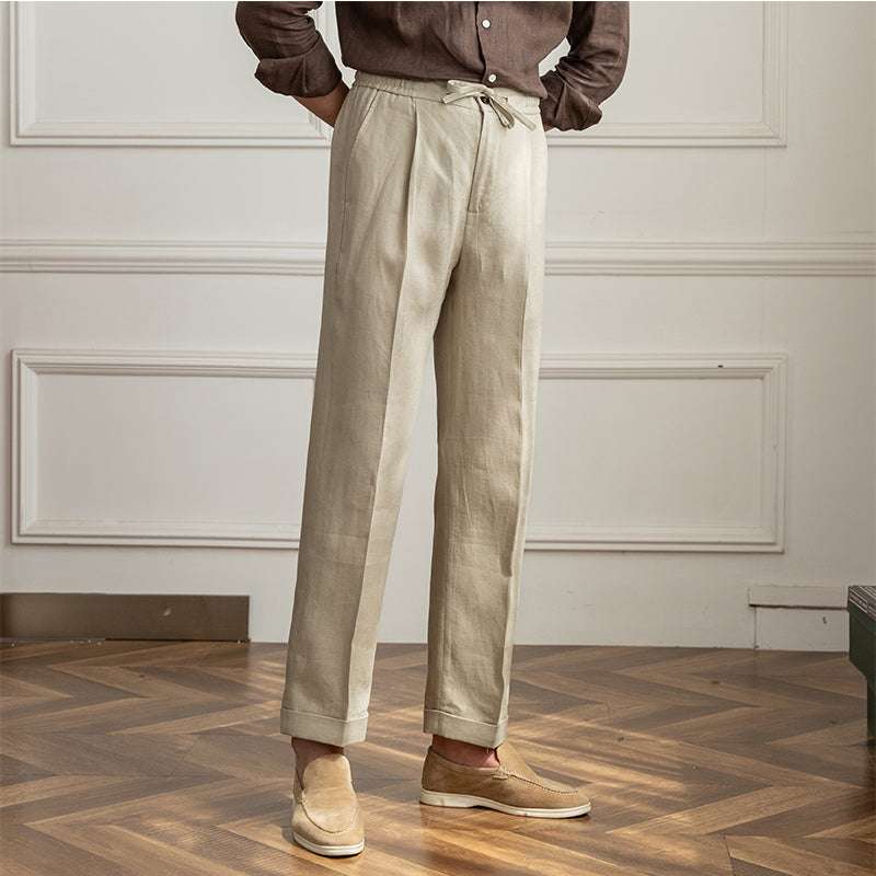 Casual Thin Tethered Linen Pant For Commuting Lightweight - Minihomy