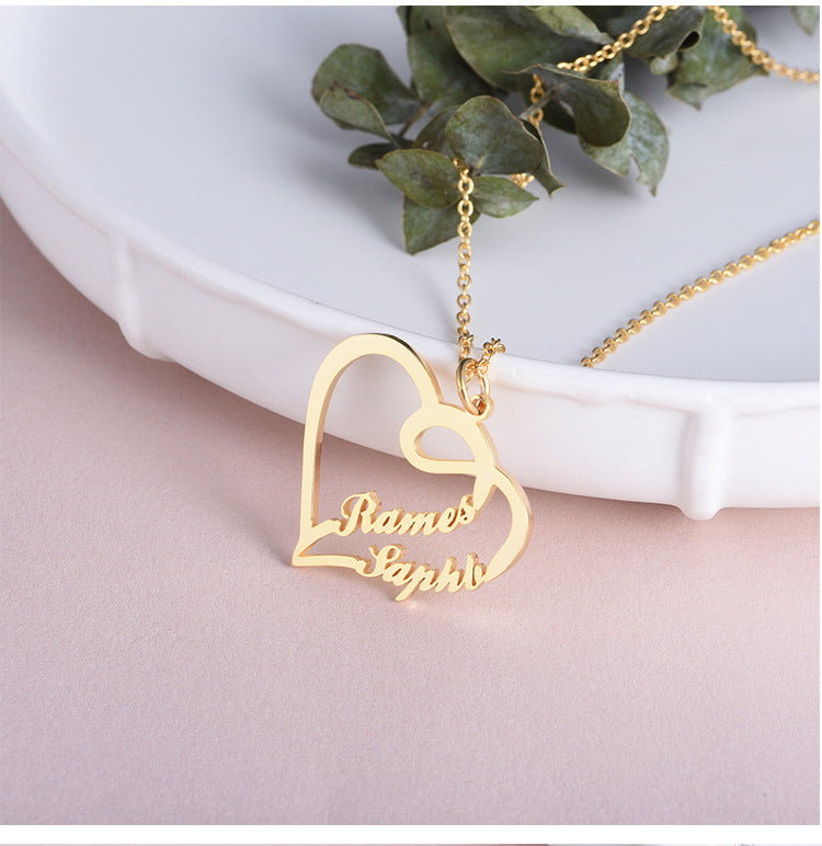 Custom heart shaped letter necklace - Minihomy