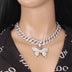 Hip Hop Trend Ins Style Diamond Butterfly Cuban Pull Daikin Clavicle Chain - Minihomy