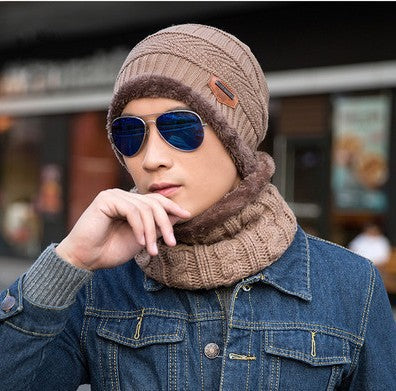 Men's Knitted Wool Hat Casual Warm Bib - Minihomy