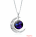 12 constellation time gemstone half moon pendant necklace - Minihomy