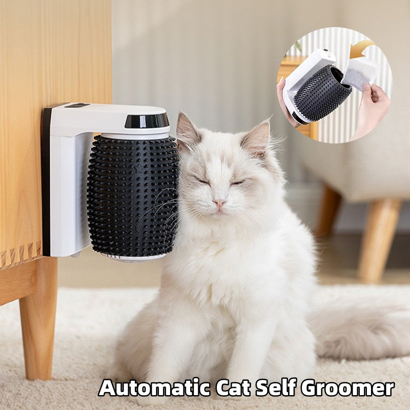 Automatic Cat Self Groomer - Wall Corner Brush for Soft Cat Scratching and Grooming - Minihomy