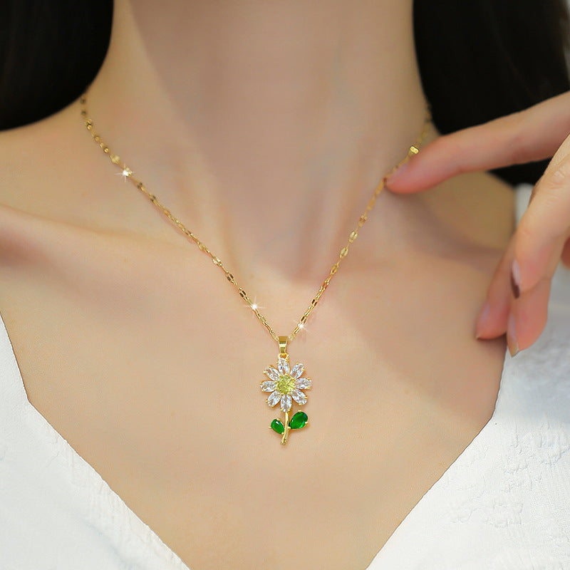 Women's Full Zirconium Flower Necklace