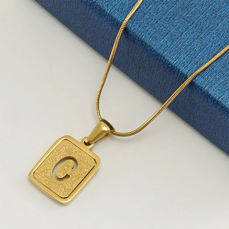 Alphabet Necklace 26 Letters Hollow Out Square 18K Necklace Fashion Jewelry - Minihomy