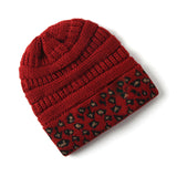 Beanie Women's Warm Leopard Print Knitted Hat Winter - Minihomy