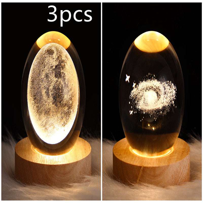 LED Night Light Galaxy Crystal Ball Table Lamp - 3D Planet Moon Lamp for Bedroom Home Decor - Minihomy