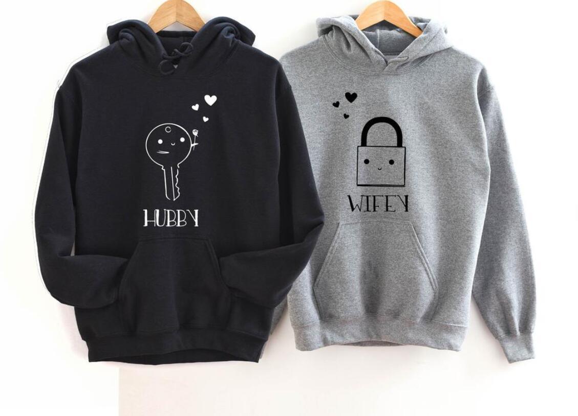 Lock And Key Couple Hooded Pocket Sweatshirt - Minihomy