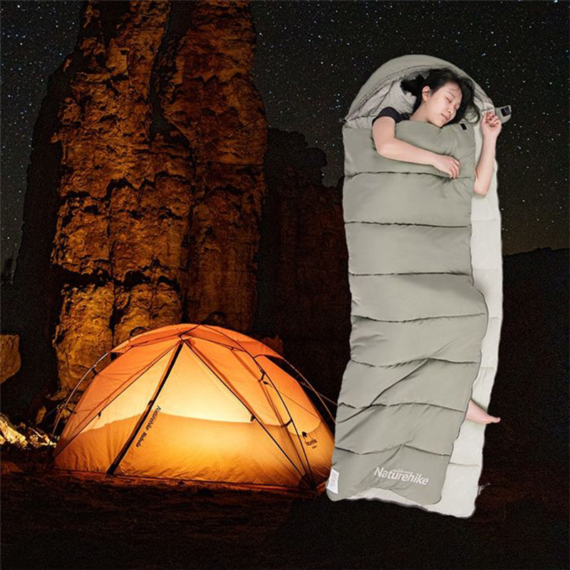 Envelope Hooded Cotton Sleeping Bag - Washable and Double Stitched for Tent Camping - Minihomy